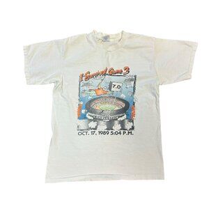 Vtg 1989 I Survived Game 3 San Francisco Giants World Series Earthquake Shirt